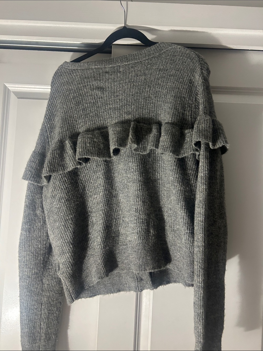 H&M Gray Ruffle-Trim Button Cardigan - Picture 3 of 3